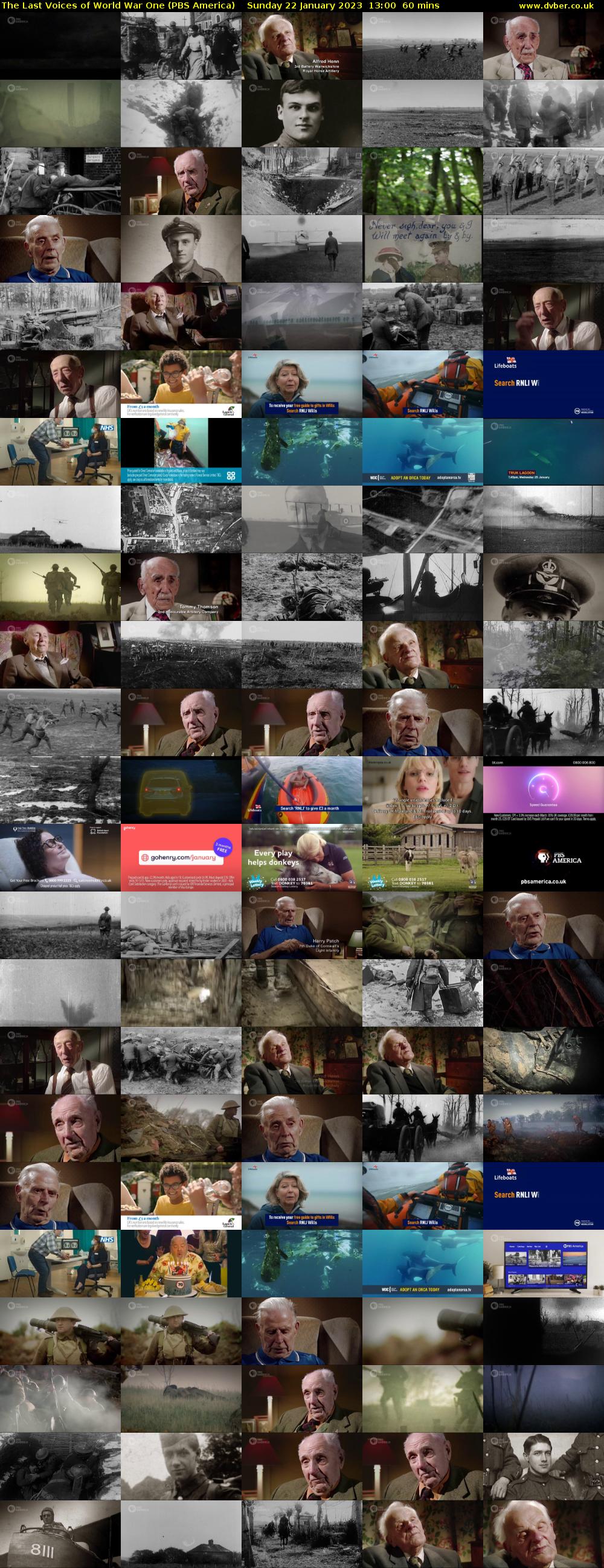 The Last Voices of World War One (PBS America) Sunday 22 January 2023 13:00 - 14:00