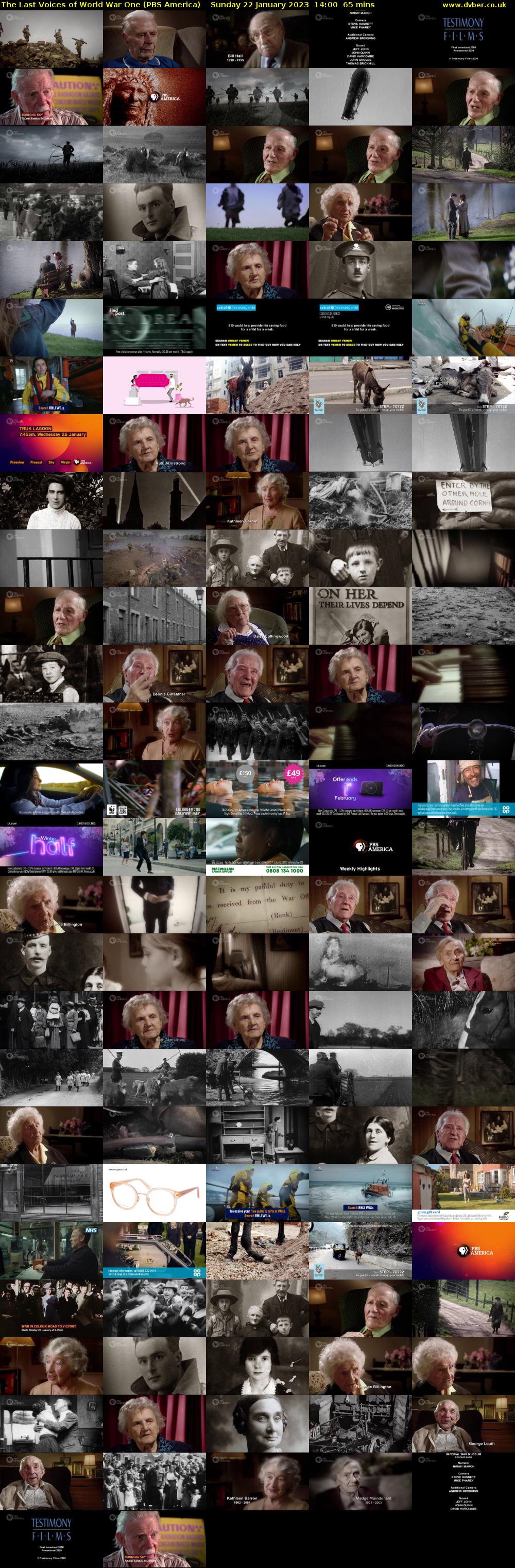 The Last Voices of World War One (PBS America) Sunday 22 January 2023 14:00 - 15:05