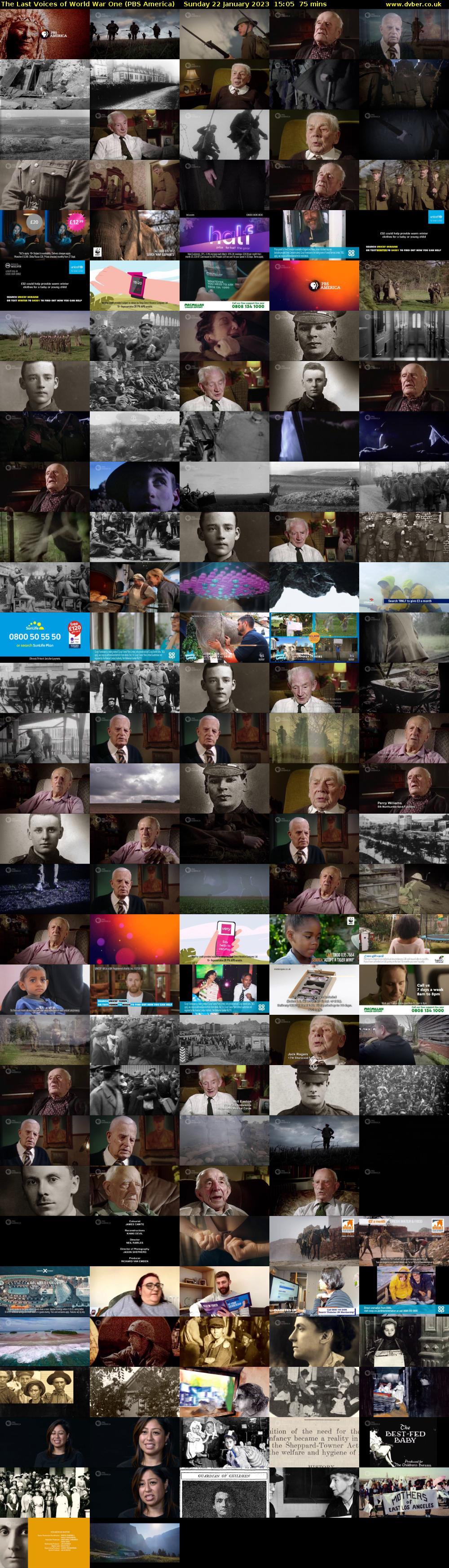 The Last Voices of World War One (PBS America) Sunday 22 January 2023 15:05 - 16:20