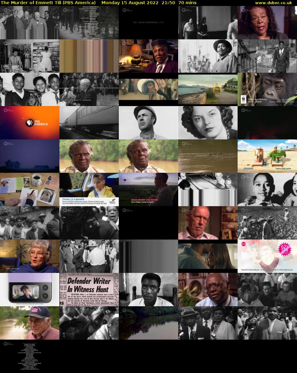 The Murder of Emmett Till (PBS America) Monday 15 August 2022 21:50 - 23:00