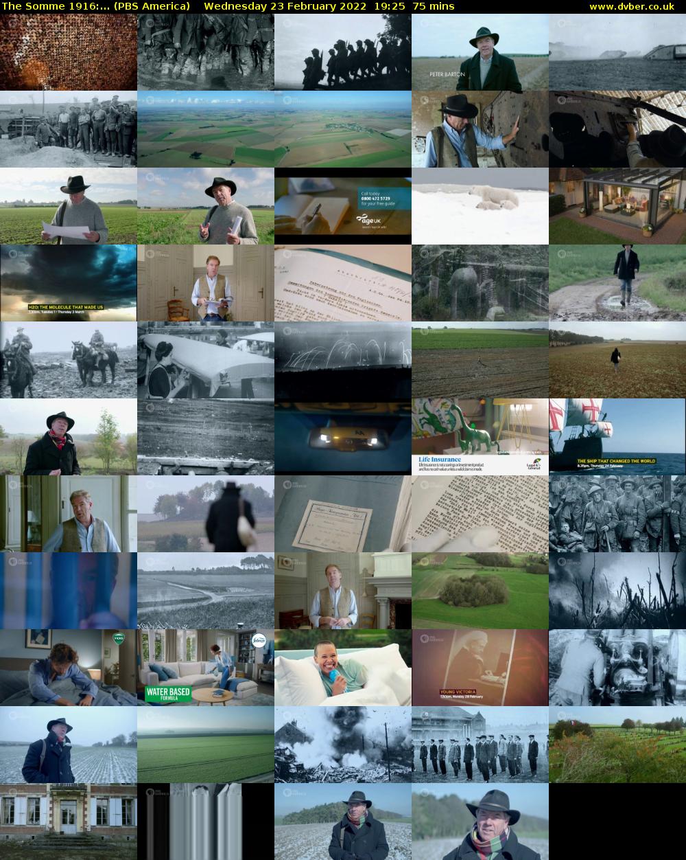 The Somme 1916:... (PBS America) Wednesday 23 February 2022 19:25 - 20:40