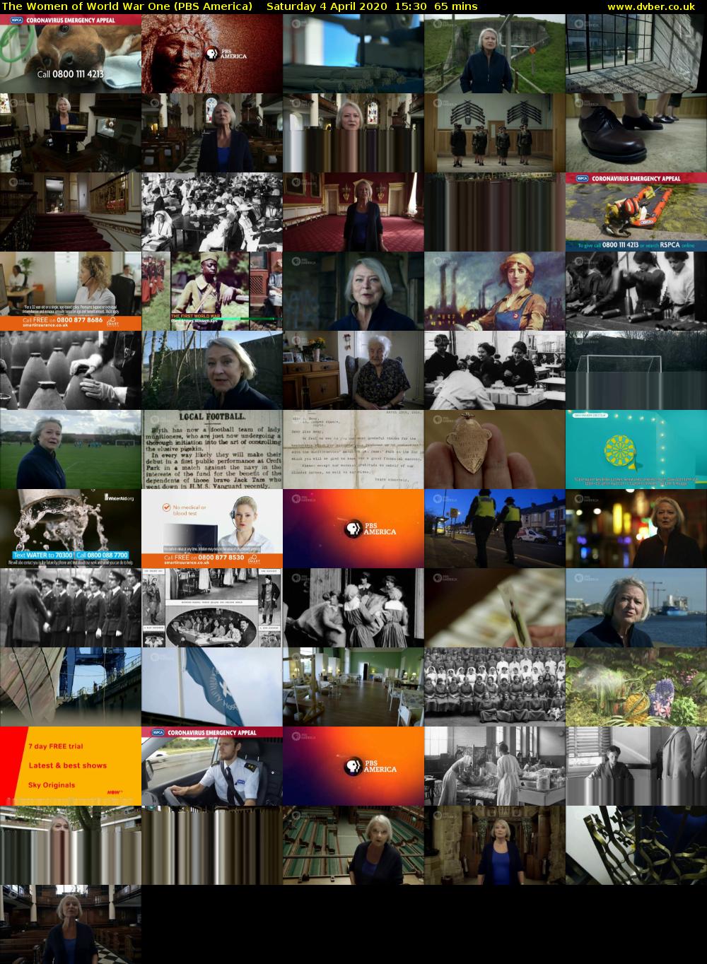 The Women of World War One (PBS America) Saturday 4 April 2020 15:30 - 16:35