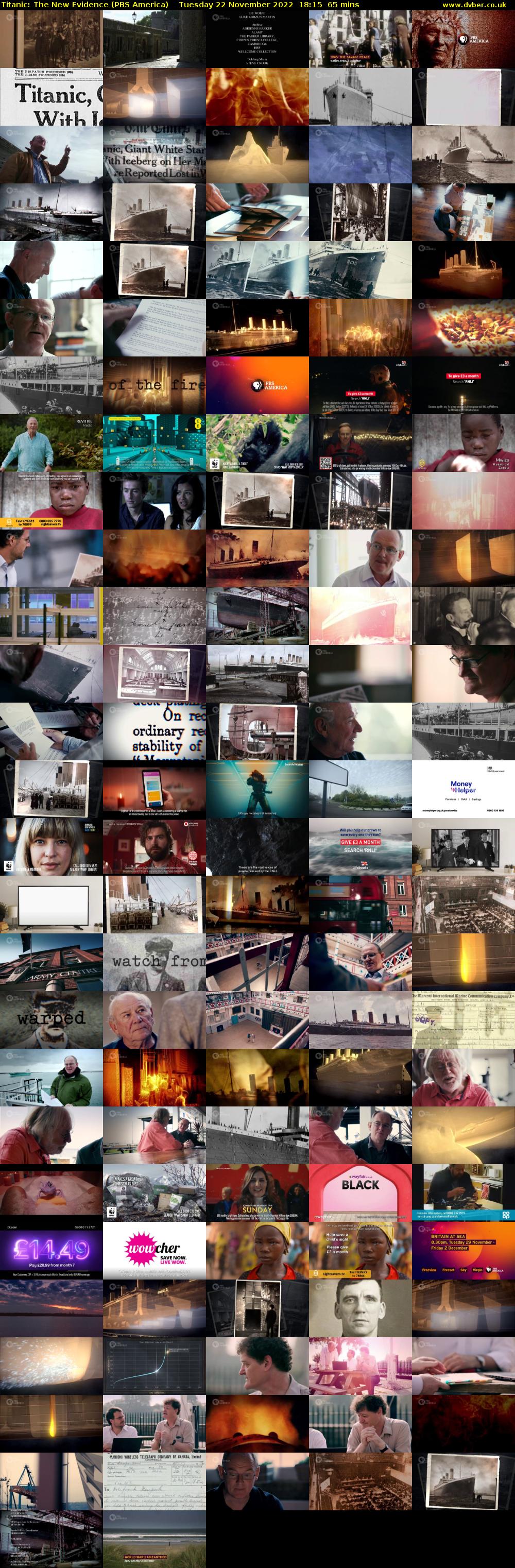 Titanic: The New Evidence (PBS America) Tuesday 22 November 2022 18:15 - 19:20