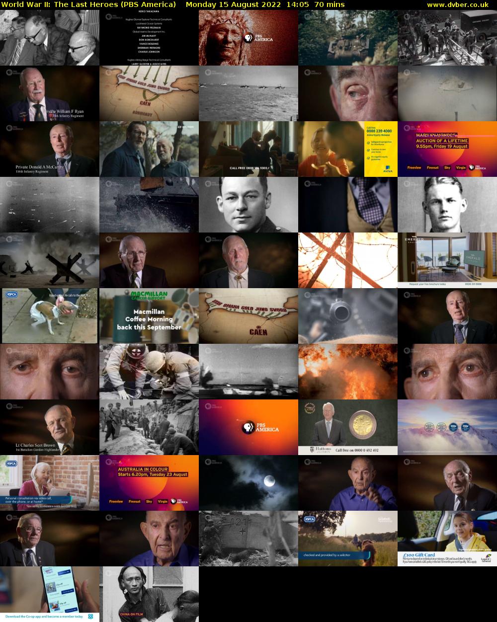World War II: The Last Heroes (PBS America) Monday 15 August 2022 14:05 - 15:15