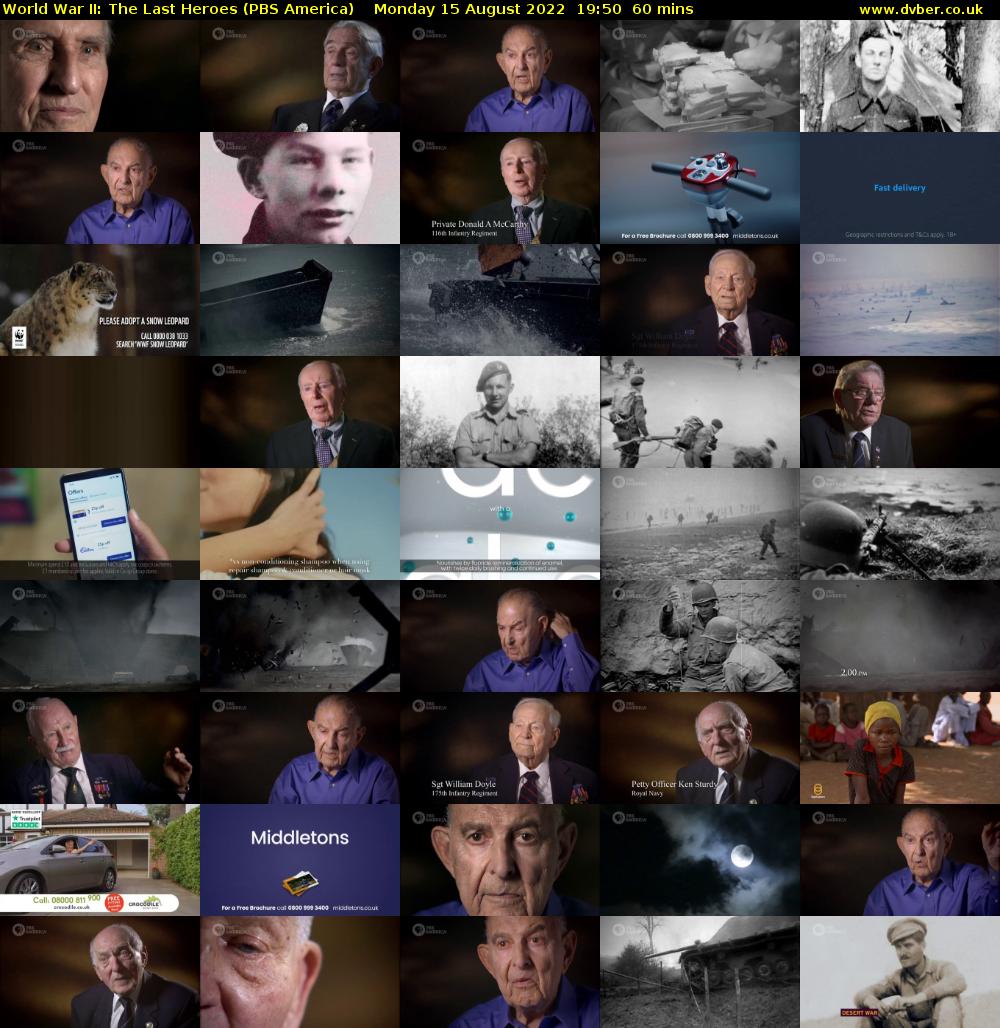 World War II: The Last Heroes (PBS America) Monday 15 August 2022 19:50 - 20:50