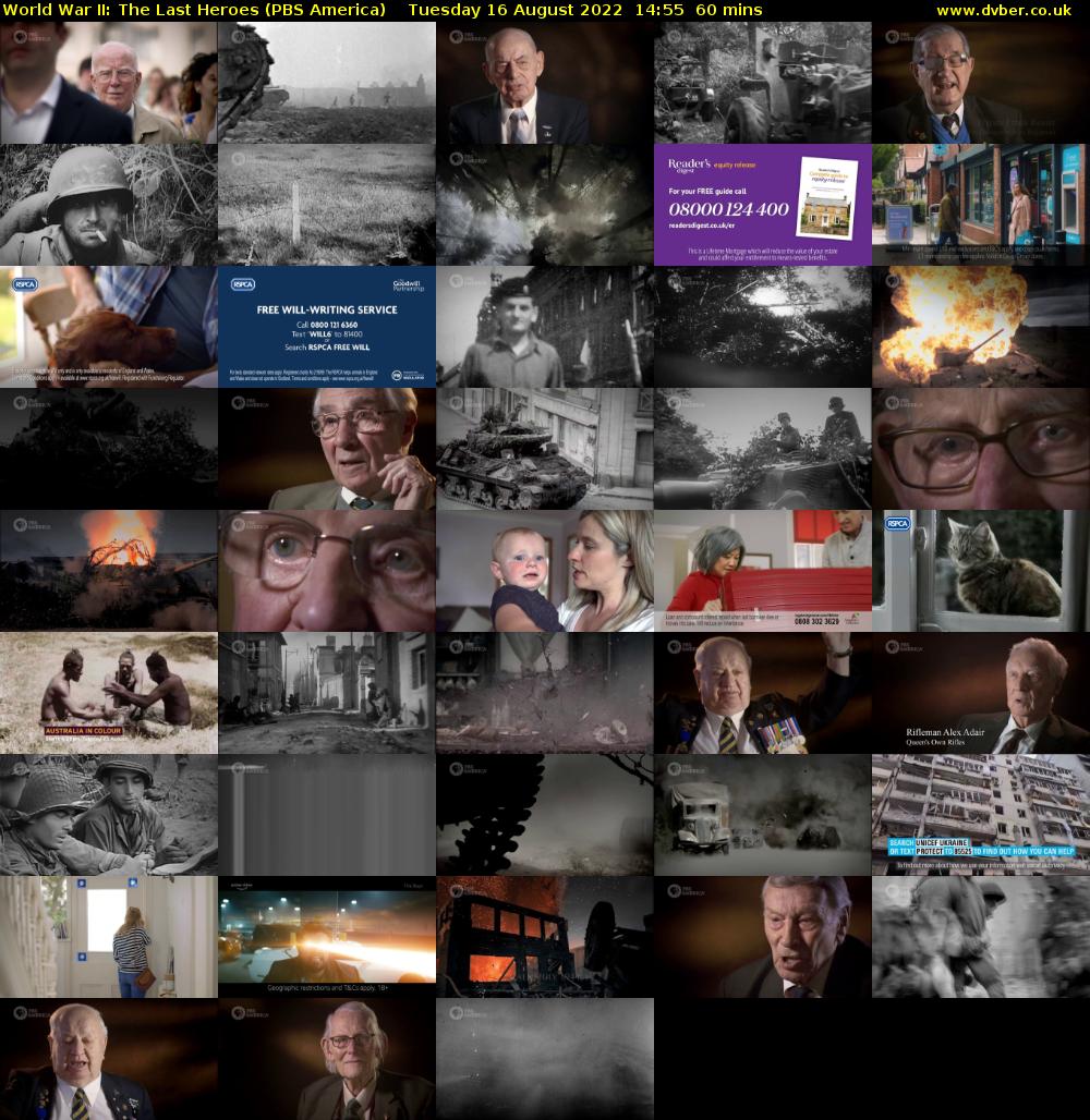 World War II: The Last Heroes (PBS America) Tuesday 16 August 2022 14:55 - 15:55