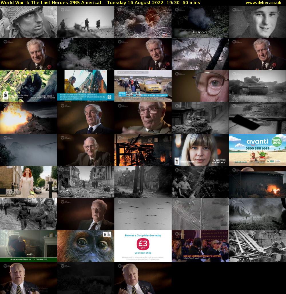 World War II: The Last Heroes (PBS America) Tuesday 16 August 2022 19:30 - 20:30