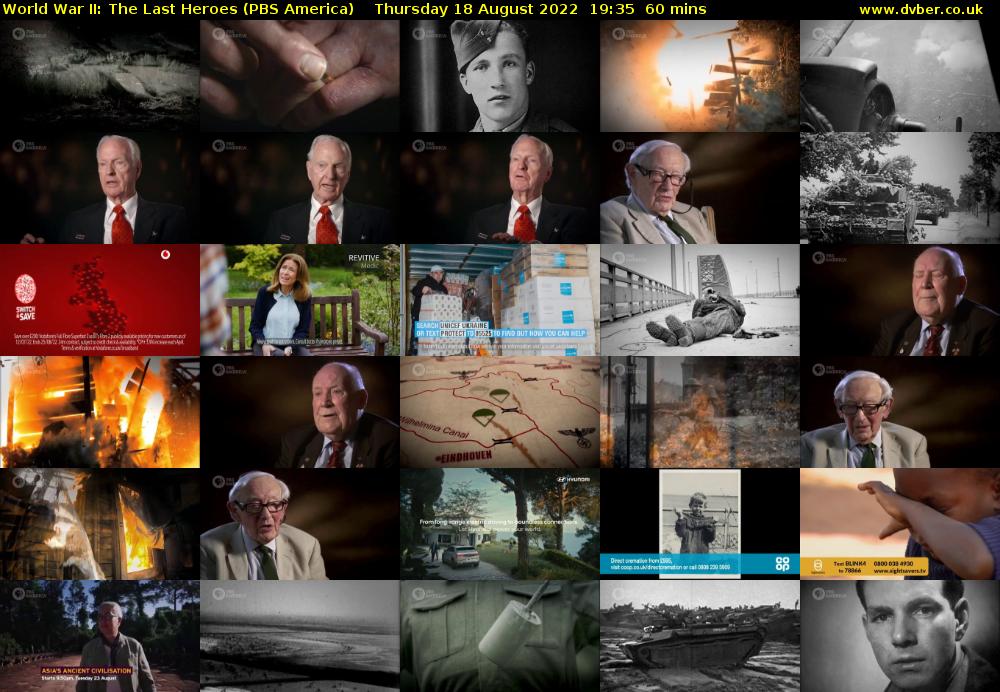 World War II: The Last Heroes (PBS America) Thursday 18 August 2022 19:35 - 20:35