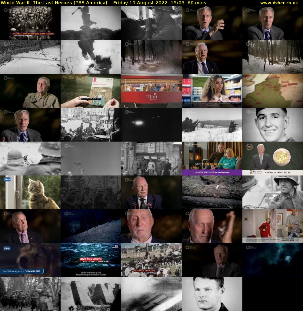 World War II: The Last Heroes (PBS America) Friday 19 August 2022 15:05 - 16:05