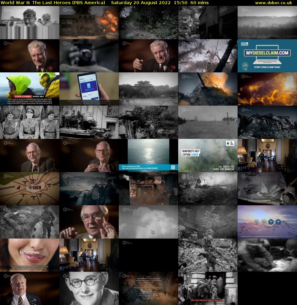 World War II: The Last Heroes (PBS America) Saturday 20 August 2022 15:50 - 16:50