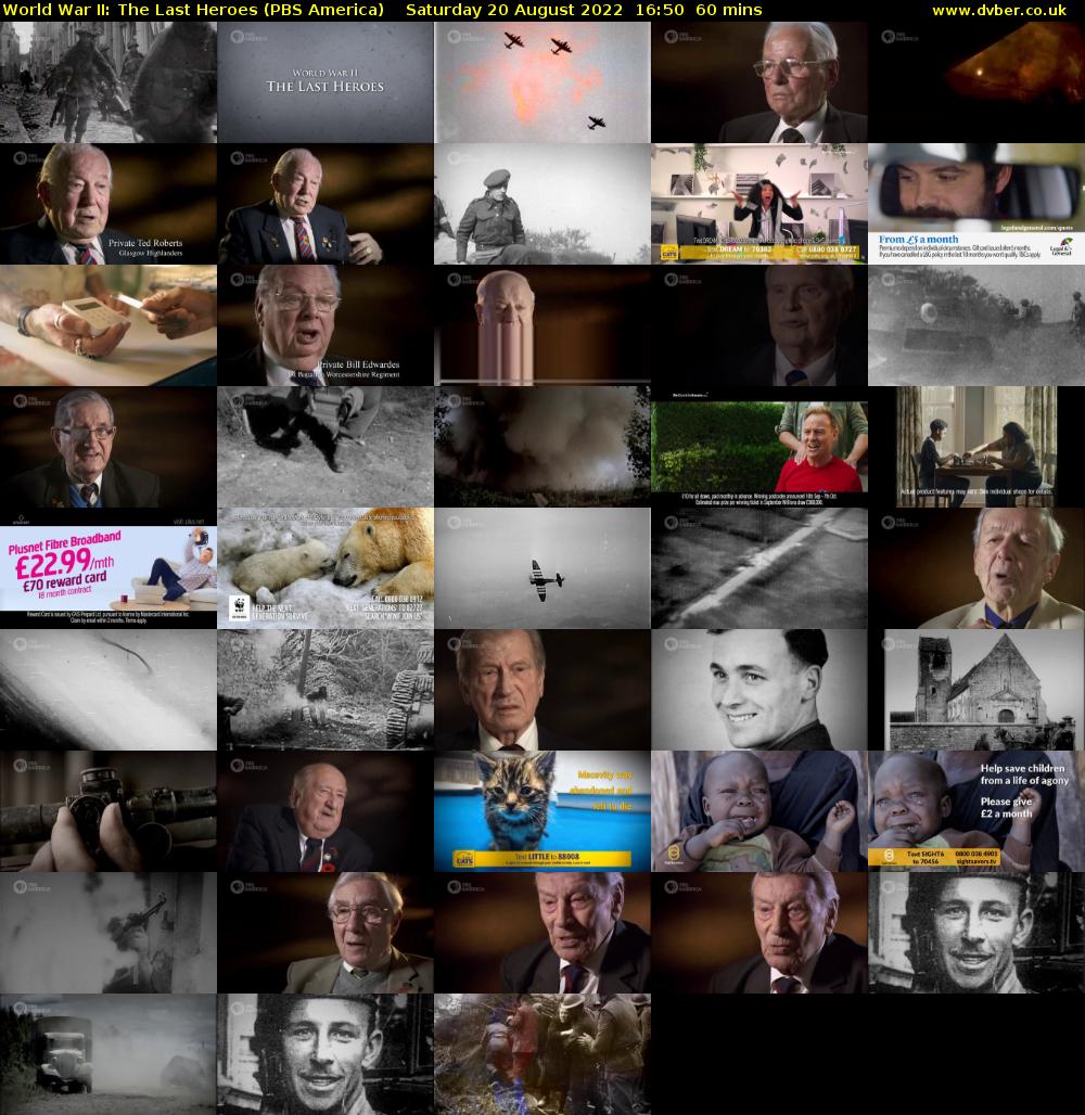 World War II: The Last Heroes (PBS America) Saturday 20 August 2022 16:50 - 17:50