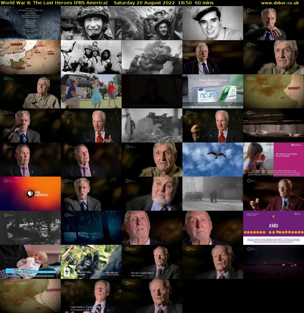 World War II: The Last Heroes (PBS America) Saturday 20 August 2022 18:50 - 19:50