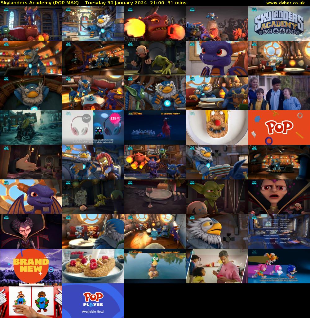 Skylanders Academy (POP MAX) Tuesday 30 January 2024 21:00 - 21:31