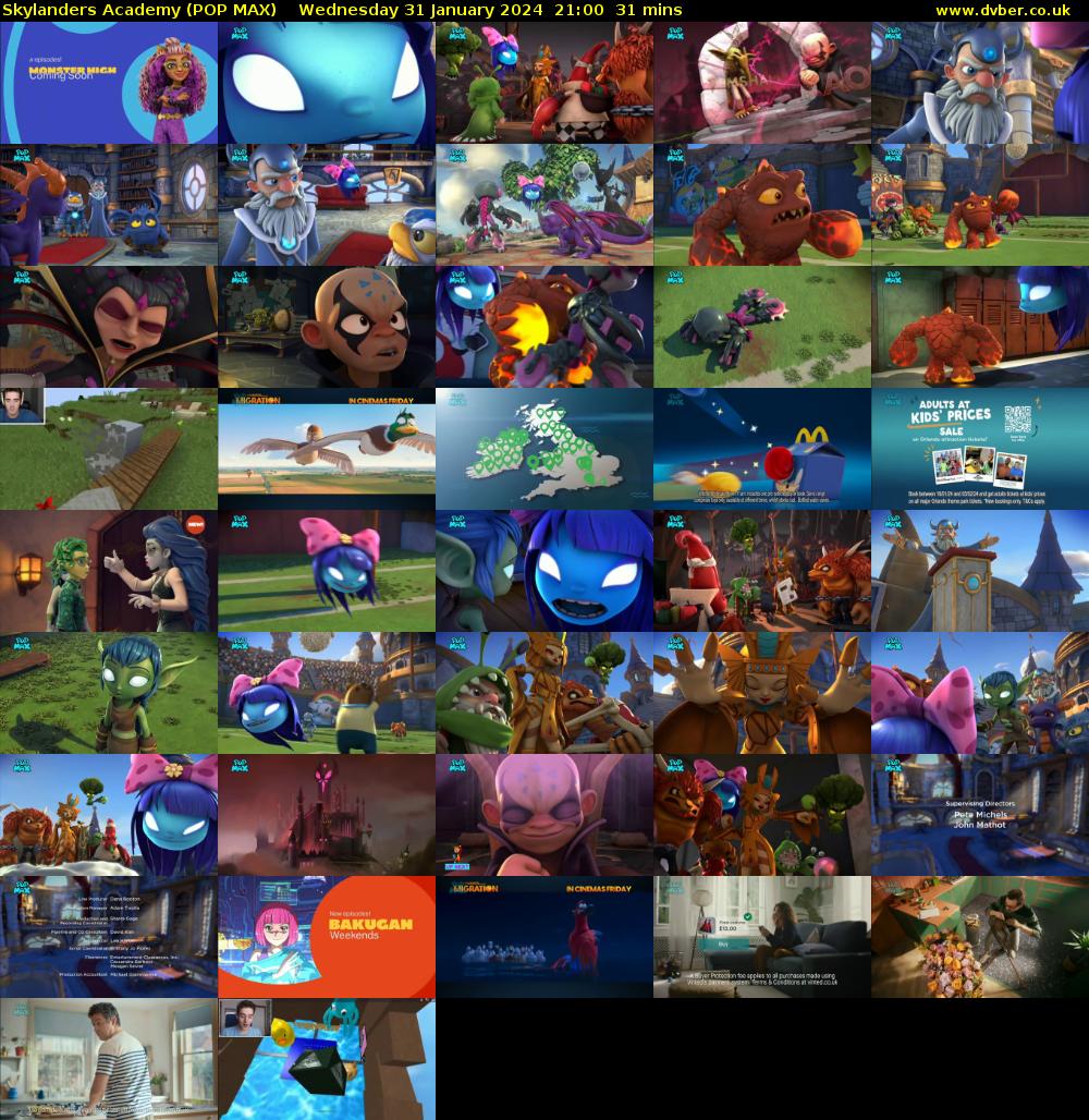 Skylanders Academy (POP MAX) Wednesday 31 January 2024 21:00 - 21:31