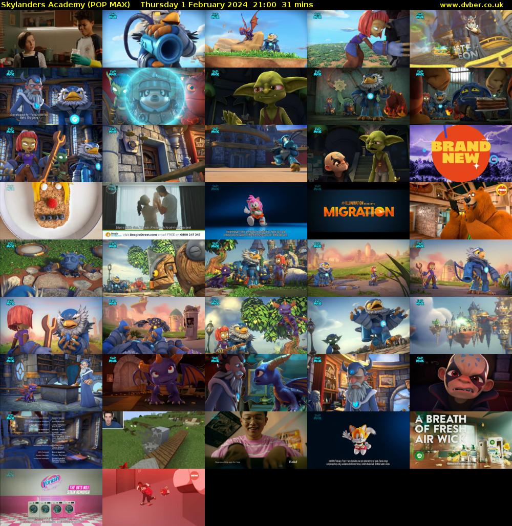 Skylanders Academy (POP MAX) Thursday 1 February 2024 21:00 - 21:31