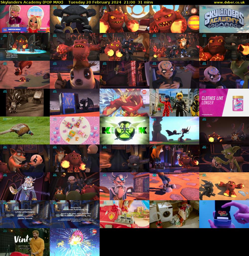 Skylanders Academy (POP MAX) Tuesday 20 February 2024 21:00 - 21:31