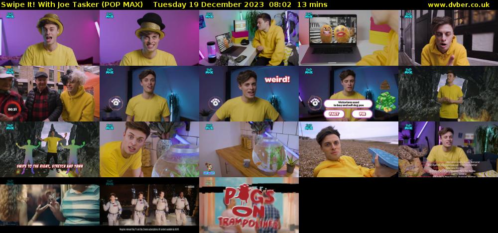 Swipe It! With Joe Tasker (POP MAX) Tuesday 19 December 2023 08:02 - 08:15