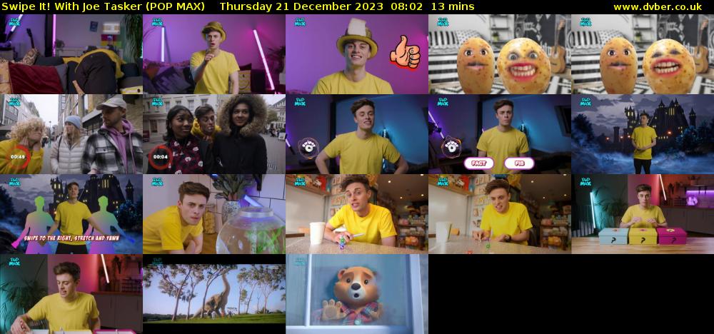 Swipe It! With Joe Tasker (POP MAX) Thursday 21 December 2023 08:02 - 08:15