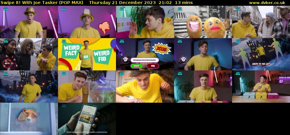 Swipe It! With Joe Tasker (POP MAX) Thursday 21 December 2023 21:02 - 21:15
