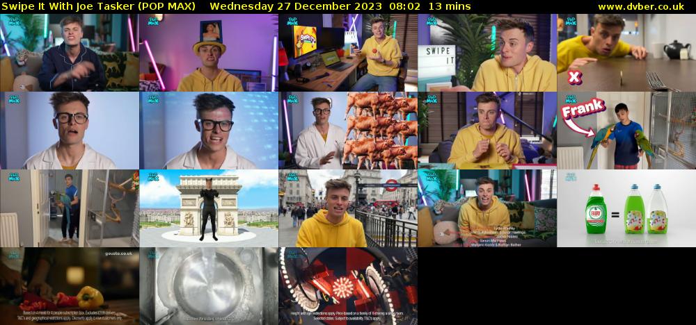 Swipe It With Joe Tasker (POP MAX) Wednesday 27 December 2023 08:02 - 08:15
