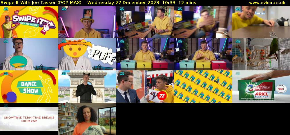 Swipe It With Joe Tasker (POP MAX) Wednesday 27 December 2023 10:33 - 10:45