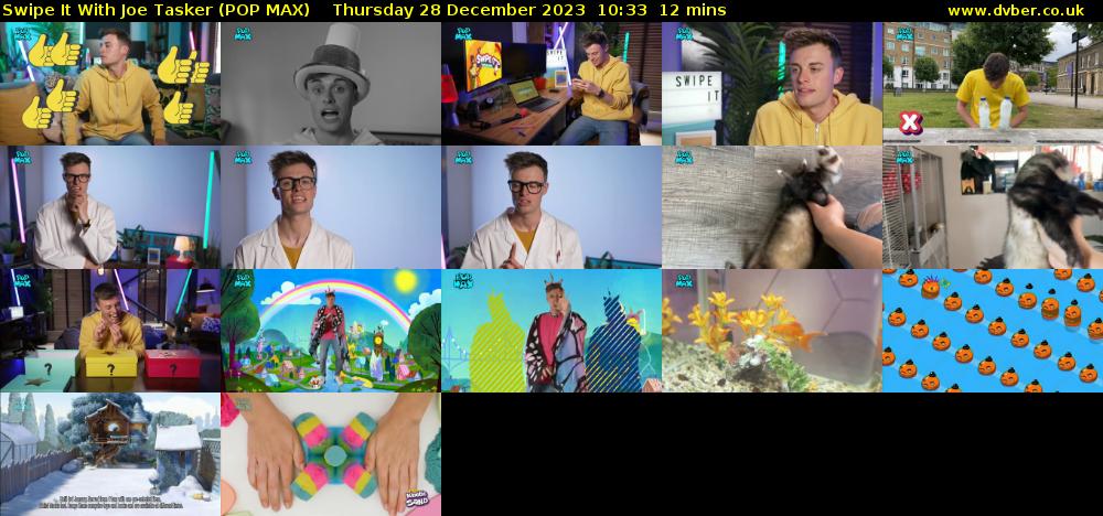 Swipe It With Joe Tasker (POP MAX) Thursday 28 December 2023 10:33 - 10:45