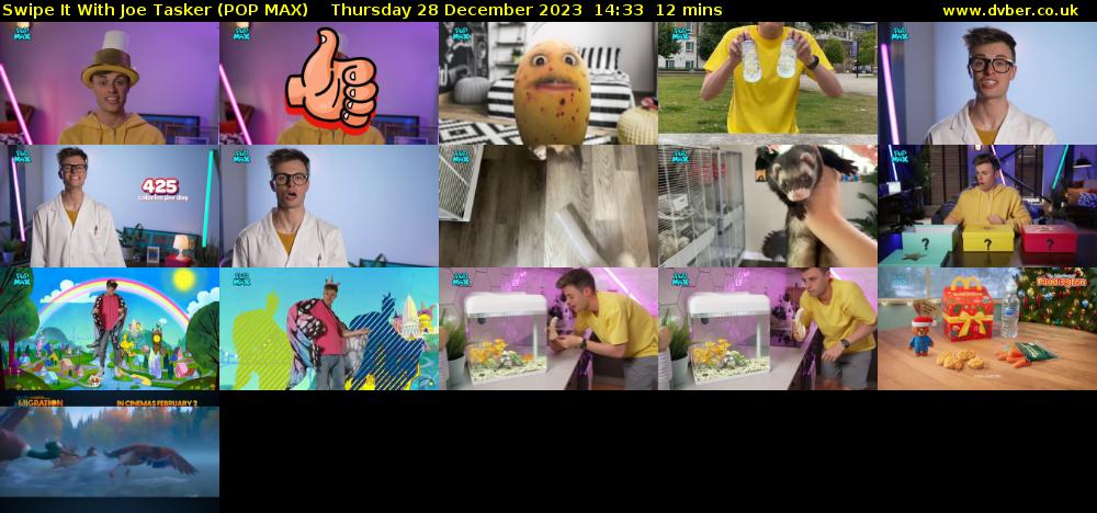 Swipe It With Joe Tasker (POP MAX) Thursday 28 December 2023 14:33 - 14:45