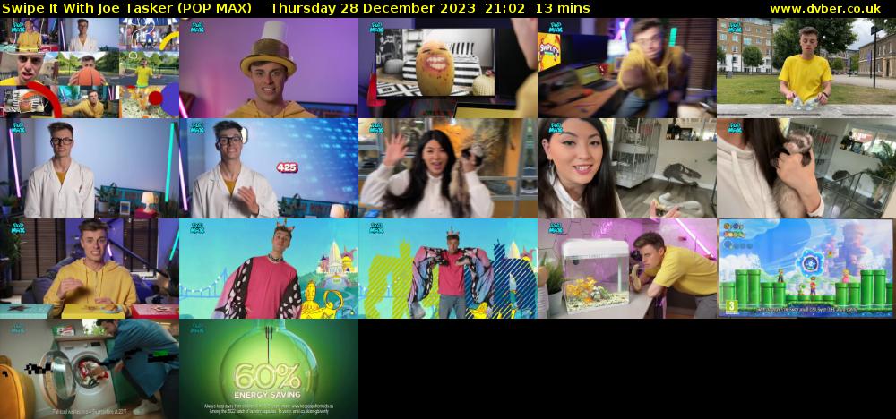 Swipe It With Joe Tasker (POP MAX) Thursday 28 December 2023 21:02 - 21:15
