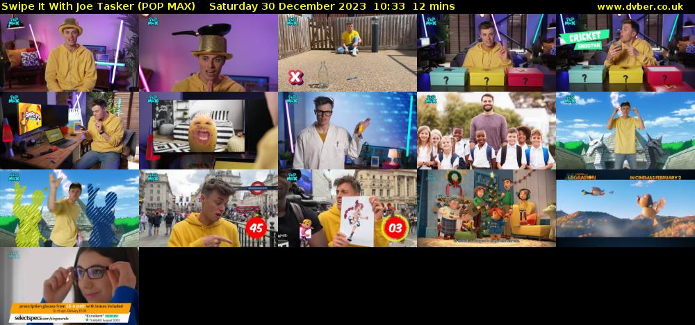 Swipe It With Joe Tasker (POP MAX) Saturday 30 December 2023 10:33 - 10:45