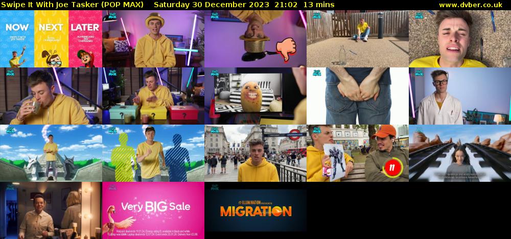 Swipe It With Joe Tasker (POP MAX) Saturday 30 December 2023 21:02 - 21:15