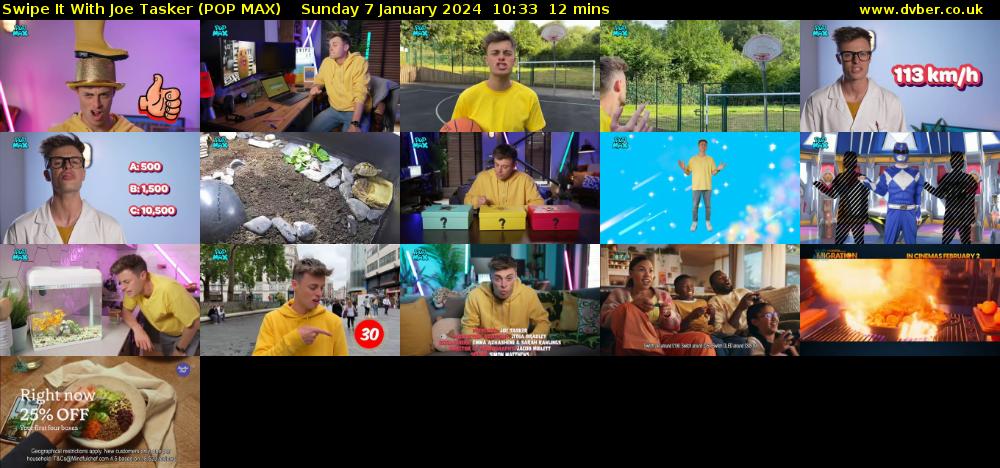 Swipe It With Joe Tasker (POP MAX) Sunday 7 January 2024 10:33 - 10:45