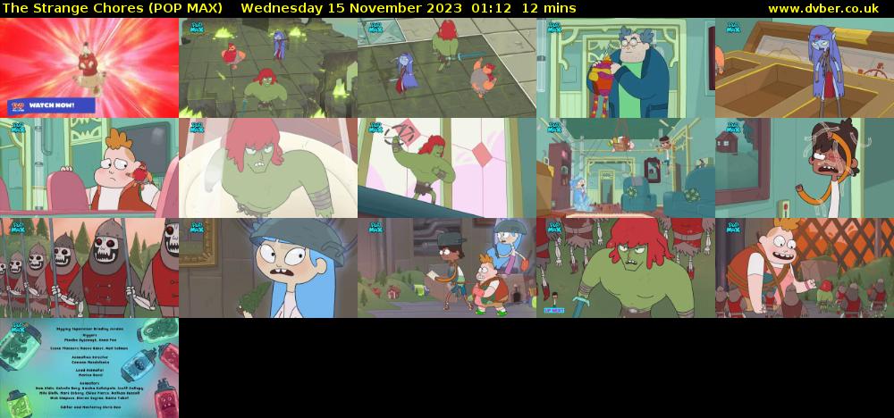The Strange Chores (POP MAX) Wednesday 15 November 2023 01:12 - 01:24