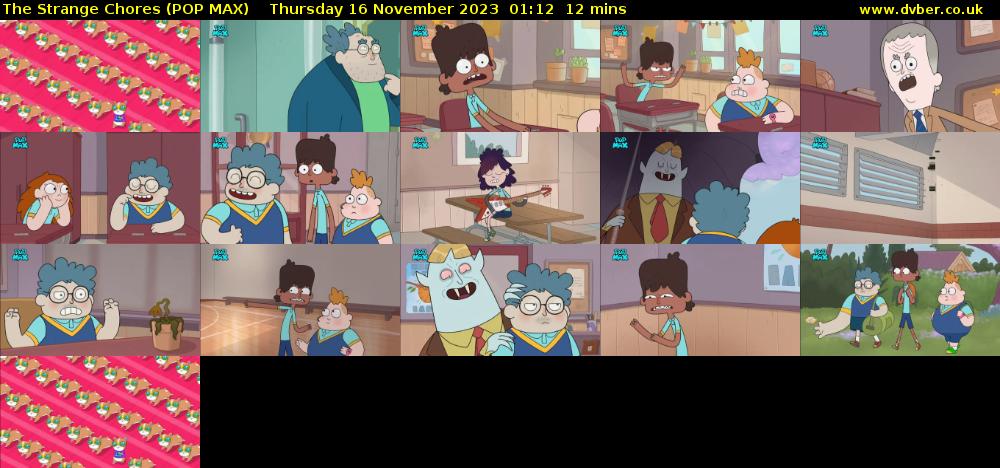 The Strange Chores (POP MAX) Thursday 16 November 2023 01:12 - 01:24