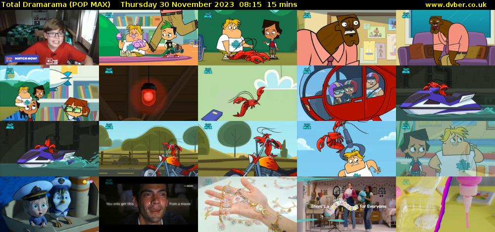 Total Dramarama (POP MAX) Thursday 30 November 2023 08:15 - 08:30