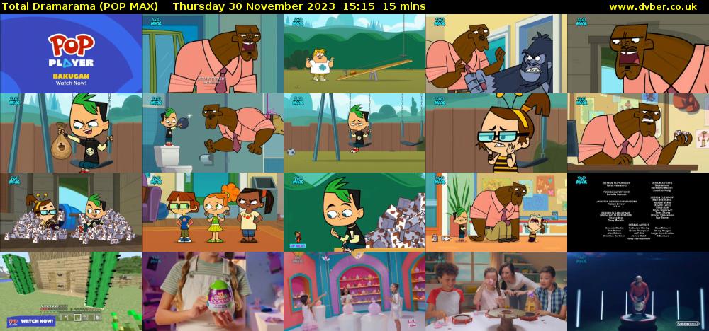 Total Dramarama (POP MAX) Thursday 30 November 2023 15:15 - 15:30