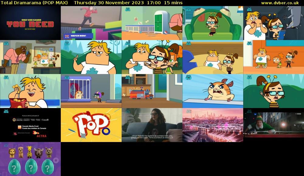 Total Dramarama (POP MAX) Thursday 30 November 2023 17:00 - 17:15