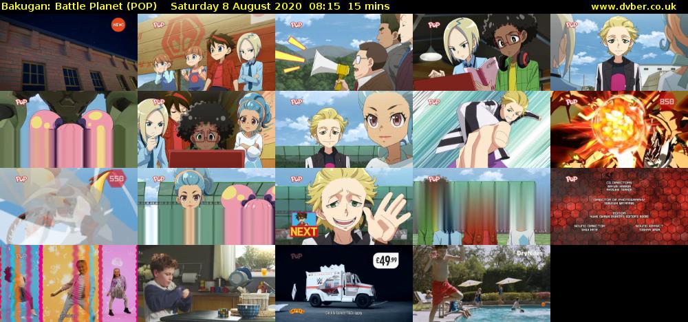 Bakugan: Battle Planet (POP) Saturday 8 August 2020 08:15 - 08:30