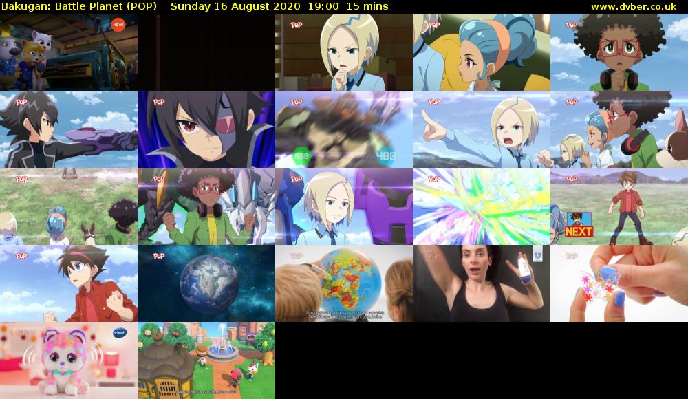 Bakugan: Battle Planet (POP) Sunday 16 August 2020 19:00 - 19:15