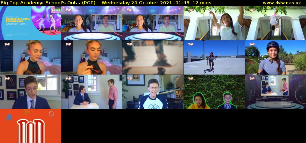 Big Top Academy: School's Out... (POP) Wednesday 20 October 2021 01:48 - 02:00