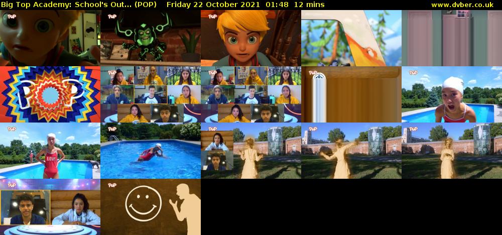 Big Top Academy: School's Out... (POP) Friday 22 October 2021 01:48 - 02:00