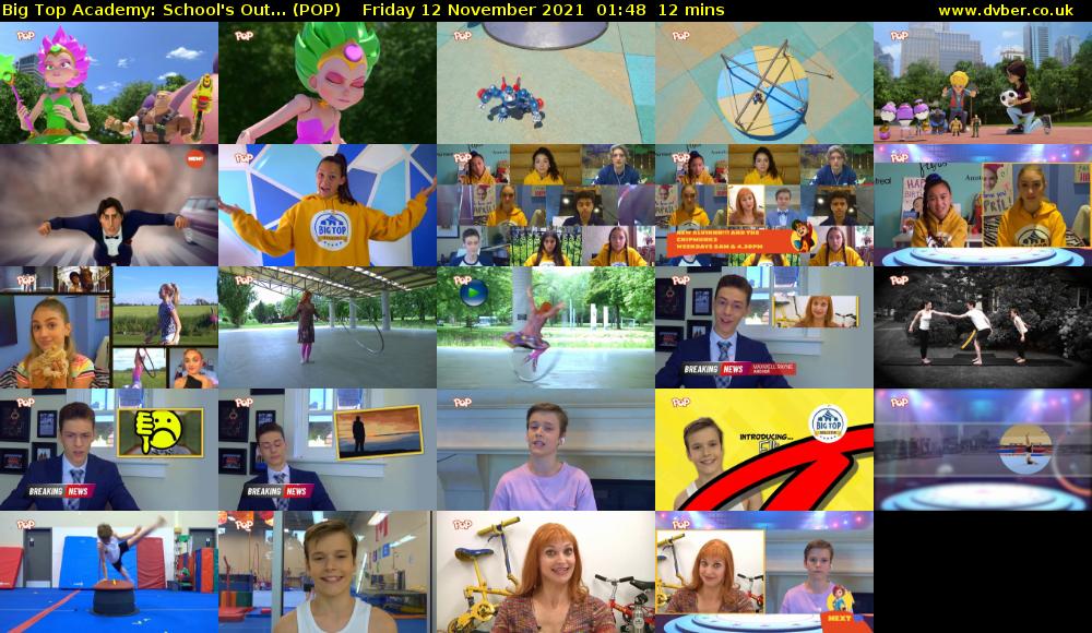 Big Top Academy: School's Out... (POP) Friday 12 November 2021 01:48 - 02:00