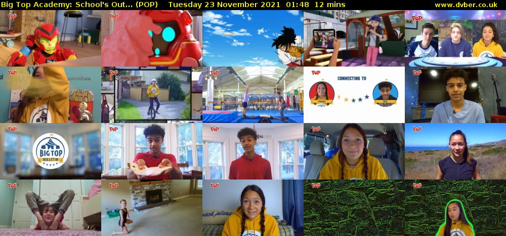 Big Top Academy: School's Out... (POP) Tuesday 23 November 2021 01:48 - 02:00
