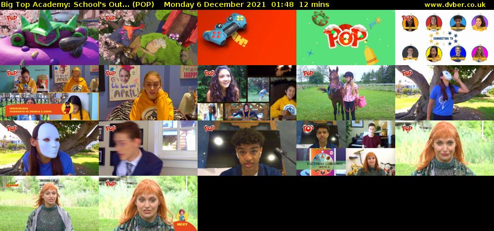 Big Top Academy: School's Out... (POP) Monday 6 December 2021 01:48 - 02:00