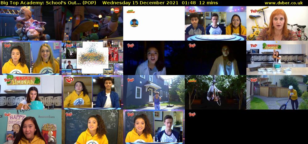 Big Top Academy: School's Out... (POP) Wednesday 15 December 2021 01:48 - 02:00