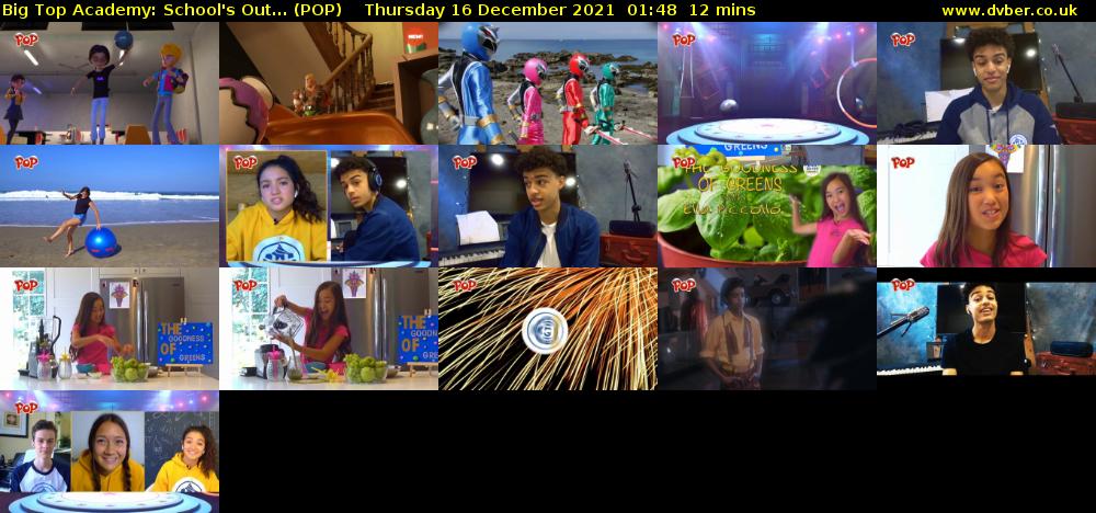 Big Top Academy: School's Out... (POP) Thursday 16 December 2021 01:48 - 02:00