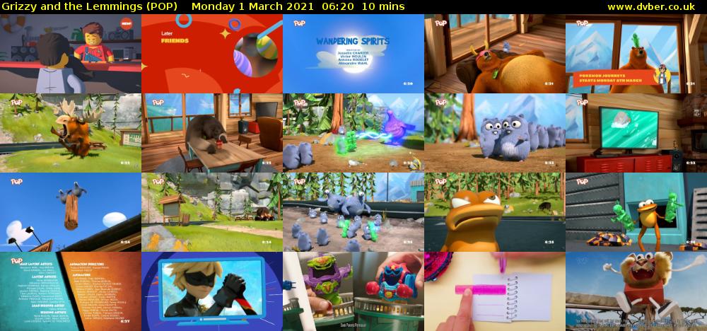 Grizzy and the Lemmings (POP) Monday 1 March 2021 06:20 - 06:30