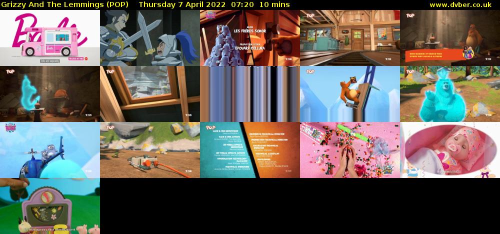 Grizzy and the Lemmings (POP) Thursday 7 April 2022 07:20 - 07:30