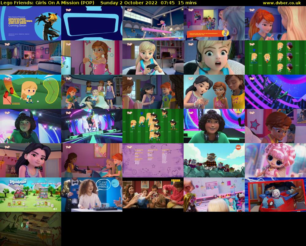 Lego Friends: Girls On A Mission (POP) Sunday 2 October 2022 07:45 - 08:00