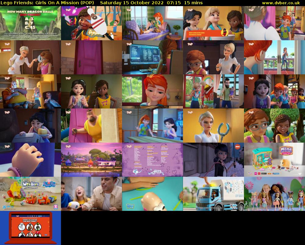 Lego Friends: Girls On A Mission (POP) Saturday 15 October 2022 07:15 - 07:30