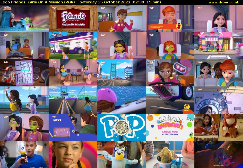 Lego Friends: Girls On A Mission (POP) Saturday 15 October 2022 07:30 - 07:45
